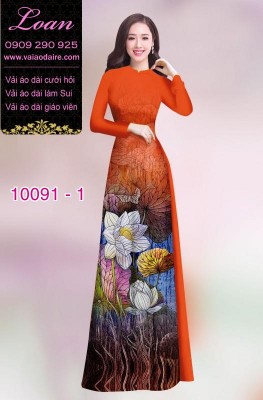 Vải áo dài hoa Sen-DT 10091