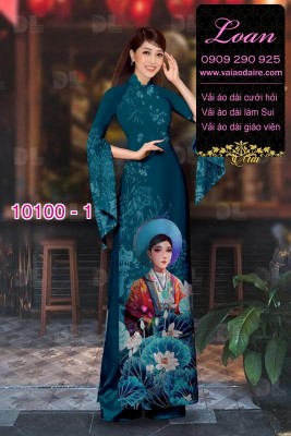 Vải áo dài hình thiếu nữ-DT 10100