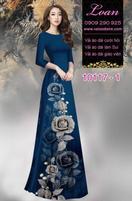 Vải áo dài hoa Hồng 3D-DT 10117