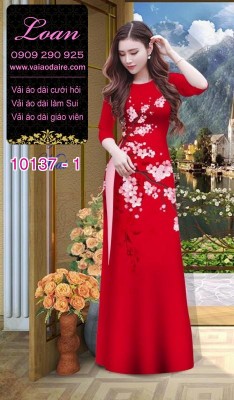 Vải áo dài hoa Đào-DT 10137