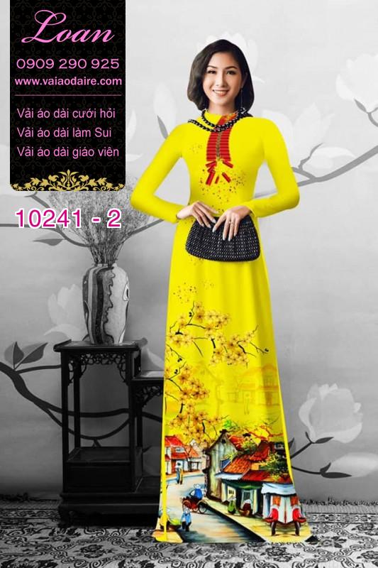 Vải áo dài hoa mai vàng