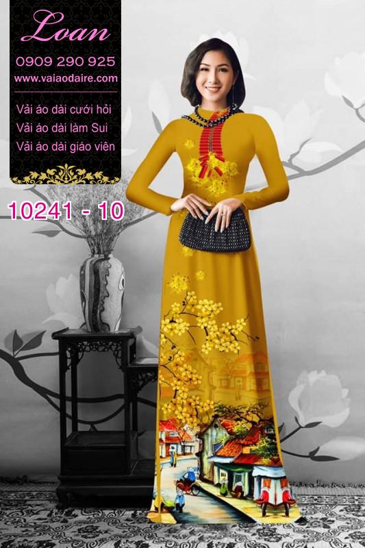Vải áo dài hoa mai vàng