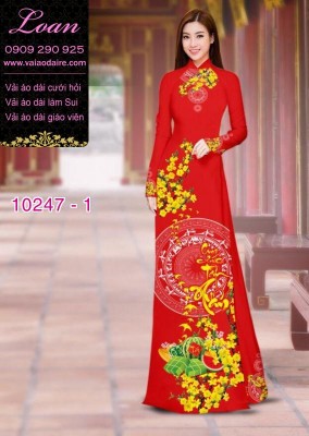 Vải áo dài hoa mai tết-DT10247