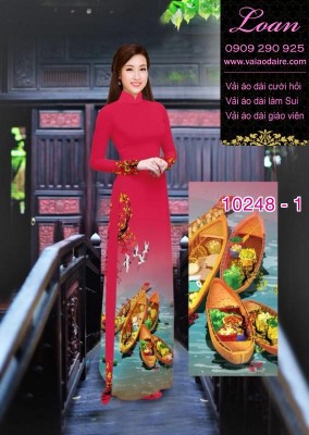 Vải áo dài phong cảnh tết-DT 10248