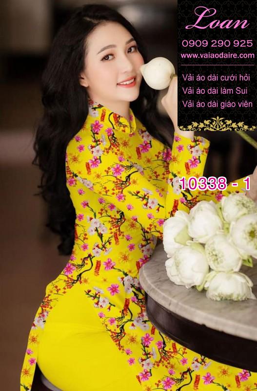 Vải áo dài hoa tết.