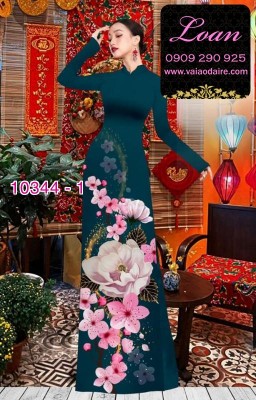 Vải áo dài hoa 3D.-DT 10344