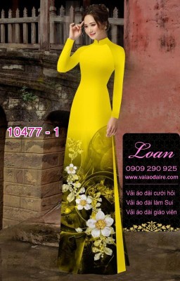 Vải áo dài hoa 3D.-DT 10477