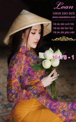 Vải áo dài hoa 3D.-DT 10478