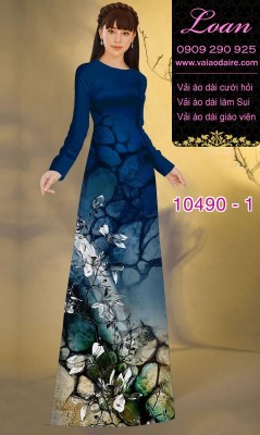 Vải áo dài hoa 3D.-DT 10490