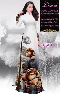 Vải áo dài hoa Hồng 3D-DT 10501
