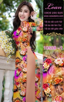 Vải áo dài hoa 3D-DT 10508