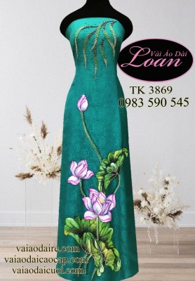 Vải áo dài kết hoa Sen-ADK 10557