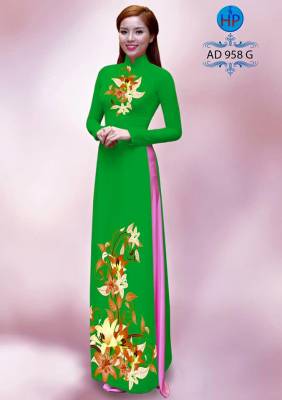 Vải áo dài hoa Ly 3D-DT 1058