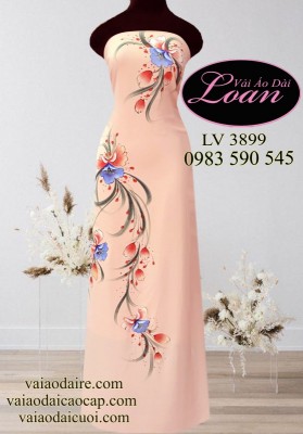 Vải áo dài vẽ hoa đẹp-V3D 10630