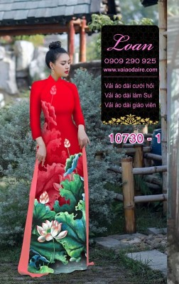 Vải áo dài hoa sen đẹp-DT 10730