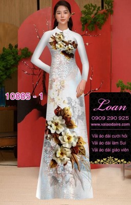 Vải áo dài hoa 3D-DT 10885