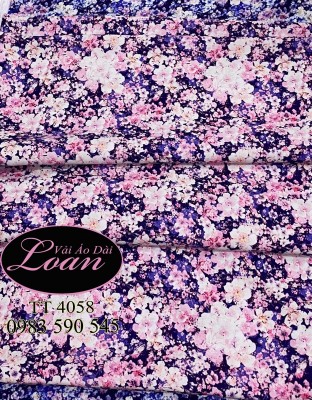 Vải áo dài hoa nhí lụa đẹp-DT 11003