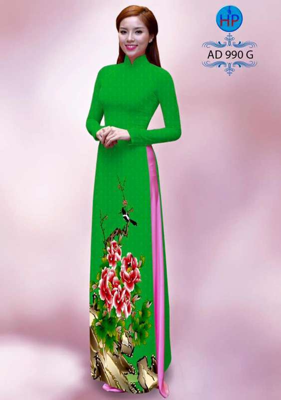 Vải áo dài hoa và chim