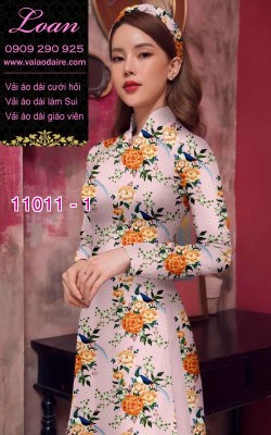 Vải áo dài hoa đều-DT 11011