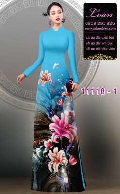 Vải áo dài hoa 3D-DT 11118