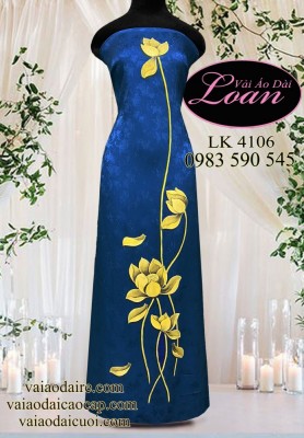 Vải áo dài vẽ hoa sen-V3D11281