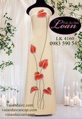 Vải áo dài kết hoa hồng môn-ADK 11353