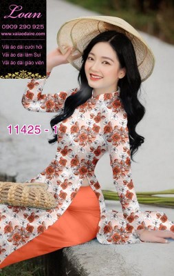 Vải áo dài hoa nguyên áo-DT 11425