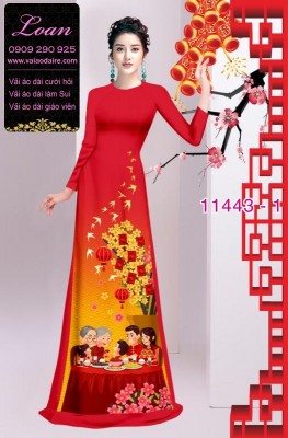 Vải áo dài tết hoa mai-DT11443