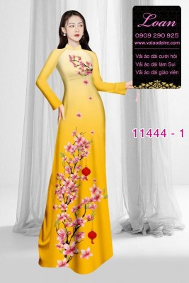 Vải áo dài tết hoa đào-DT 11444