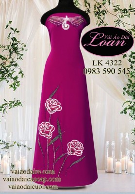 Vải áo dài kết hoa hồng-ADK 11676