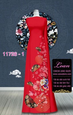 Vải áo dài tết hoa đào-DT 11726