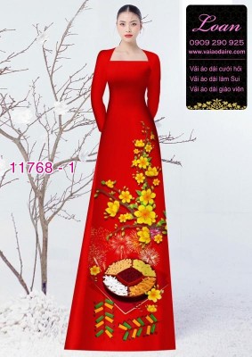 Vải áo dài tết hoa mai-DT11768