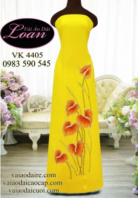 Vải áo dài hoa hồng môn-V3D 11776