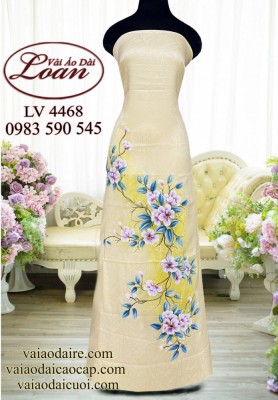 Vải áo dài vẽ hoa 3D-V3D 11782