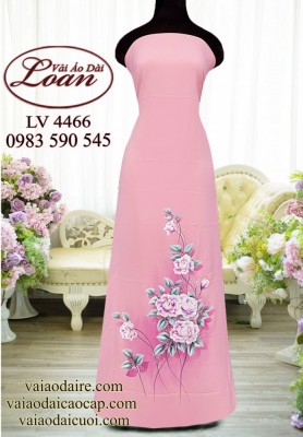 Vải áo dài vẽ hoa hồng-V3D 11784