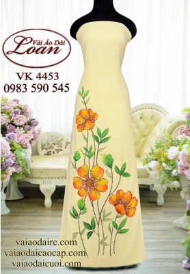 Vải áo dài hoa vẽ 3D-V3D 11795