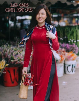 Vải áo dài nhung trơn-ADN 11834