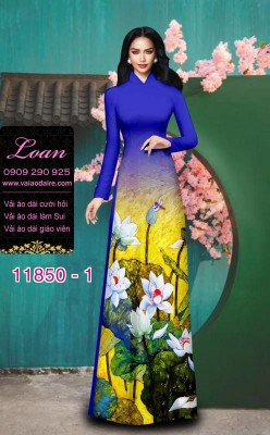 Vải áo dài hoa sen in 3D-DT 11850