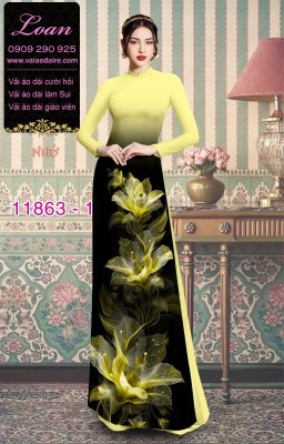 Vải áo dài hoa in 3D-DT 11863