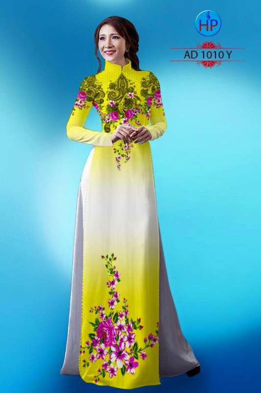 Vải áo dài hoa trên dưới