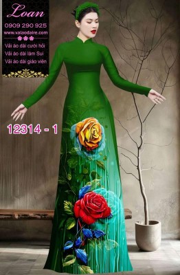 Vải áo dài hoa hồng in 3D-DT 12314