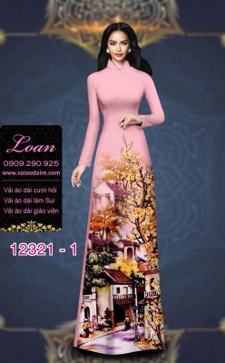 Vải áo dài phong cảnh in 3D-DT 12321