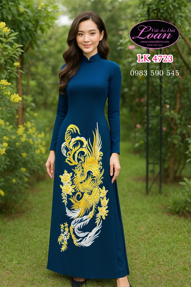 Vải áo dài thêu kết pha lê