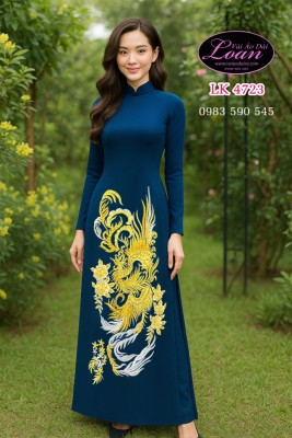 Vải áo dài thêu kết pha lê-ATK 12398
