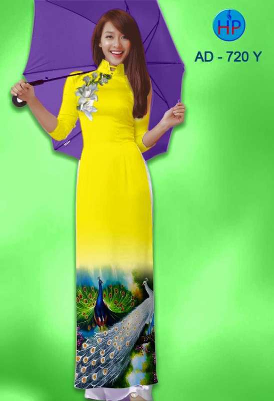 Vải áo dài chim Công