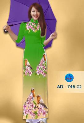 Vải áo dài chim và hoa-DT 1355
