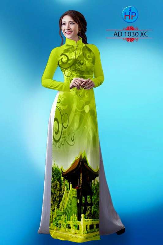 Vải áo dài phong cảnh 3D
