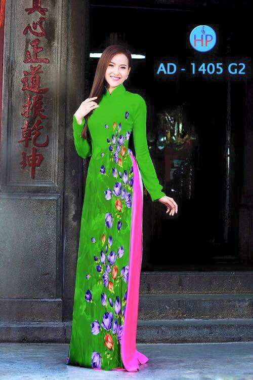 Vải áo dài hoa chạy dọc