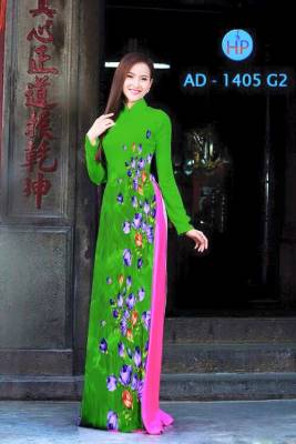 Vải áo dài hoa chạy dọc-DT 1597
