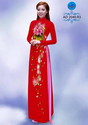 Vải áo dài hoa trước ngực-DT 1719